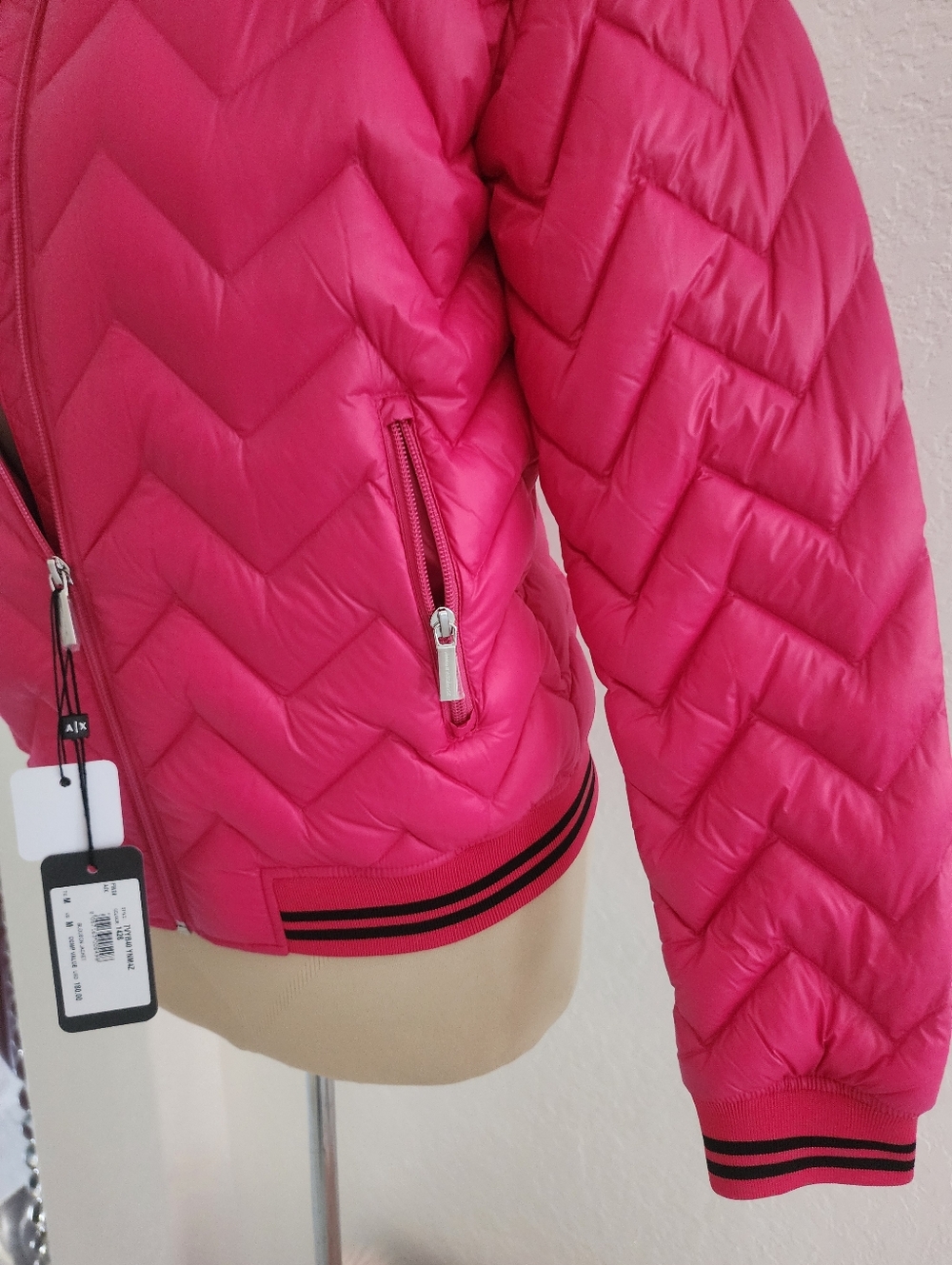 ARMANI EXCHANGE | Fuchsia Quilted Bomber Jacket - Women - Picture 4 of 12